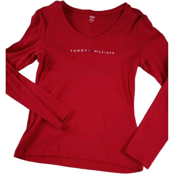 Tommy Hilfiger Tops - Women's Vintage Style Red Tommy Hilfiger Long Sleeve T-shirts Size Medium‎
